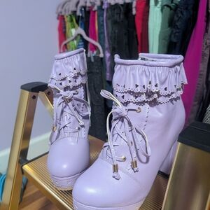 Lavender Lace-Up Ankle Boots